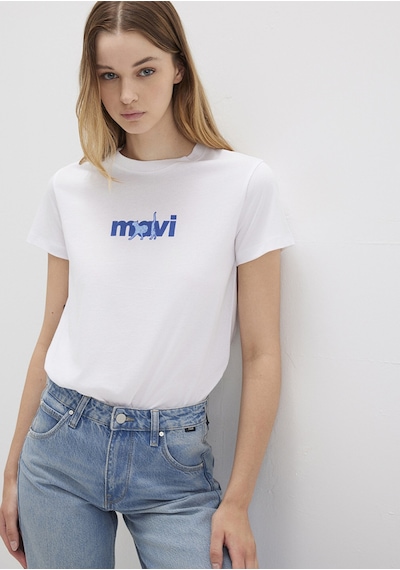 Mavi - Mavi Kedi Baskılı Beyaz Tişört 1613287-620 Beyaz