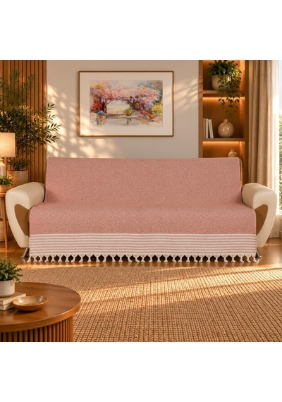 Tr Buldan İşi Pamuk Dokuma Koltuk Çekyat Örtüsü Takımı 3+3+1+1 Kolları Örtmeyen Model - 170x210 Cm - Kiremit Diğer