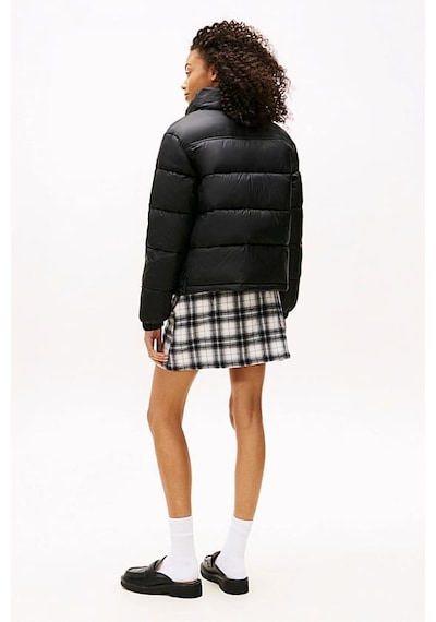 Tommy Hilfiger Kadın Gizli Kapüşonlu Crop Şişme Mont - Siyah Triple Black