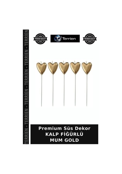 Premium Süs Dekor Kalp Fiğürlü Mum Gold
