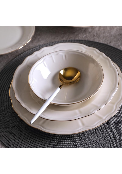 Aryıldız Tiffany Gold 30 Parça 6 Kişilik Yemek Takımı Beyaz - Gold
