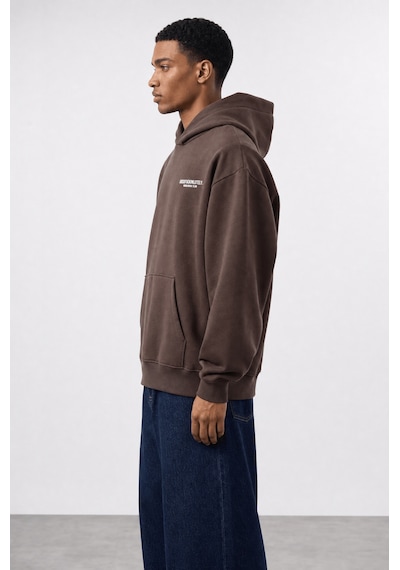 Respire Erkek Absofuckinlutely Baskılı Oversize Hoodie Kahve