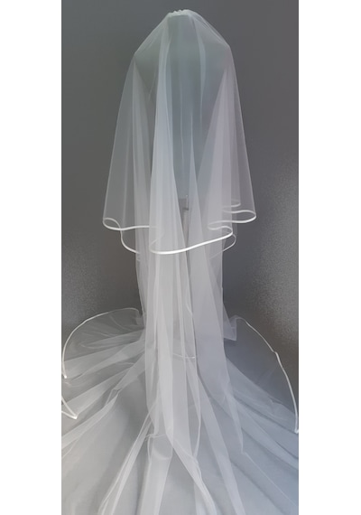 Suzanna Moda Saten Biyeli Çift Kat Taraklı Hayal Tül Gelin Duvağı 2.50 Cm Uzun Kat - 85cm Kısa Kat Krem