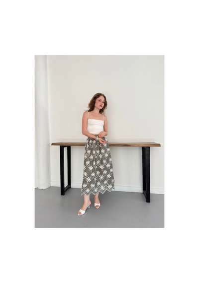 Verymoda Nakışlı Etek D2914 Haki