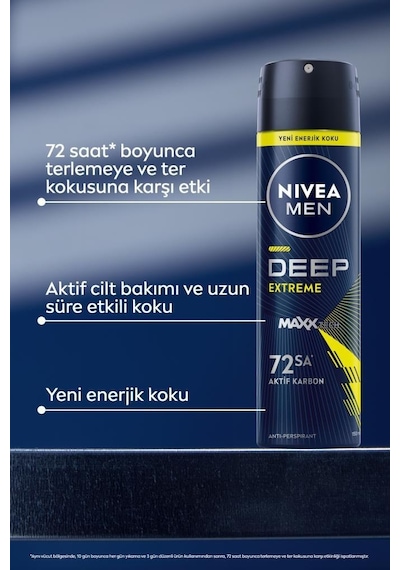 Nivea Men Deep Extreme Maxxtech 72 Saat Erkek Sprey Deodorant 150 ML