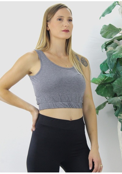 Beli Lastikli Crop Büstiyer Gri - Lks2907.022-9063415980481