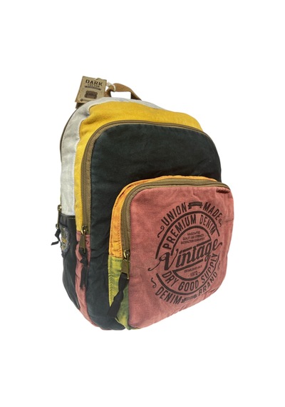 Dark Cotton Kaliteli Vintage Salaş Yıkama Kumaş Disayn Günlük Gezi Okul Sırt Çantası 30cmx40cm Pembe - Siyah