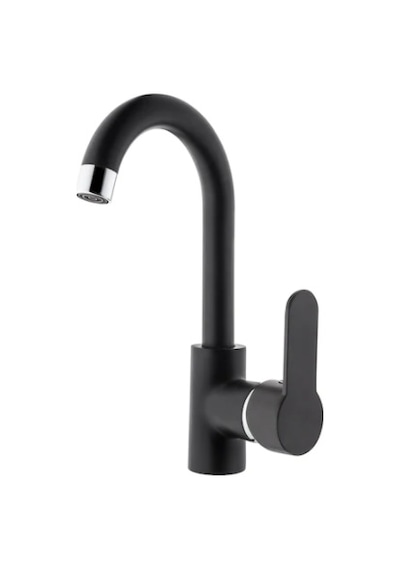 Gms Zirve Kuğu Lavabo Musluk Bataryası Krom - Siyah Zrv301-K