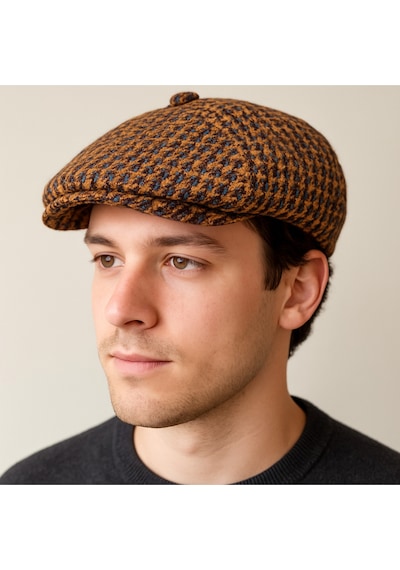 Aida Jewelss Kışlık Özel Kumaş Yünlü Peaky Blinders Model Dökümlü Unisex Yünlü Kasket Şapka Turuncu