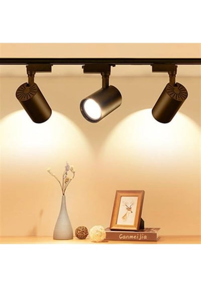 1 Metre Ray + 3 Adet Ray Spot Set Siyah Kasa + Günışığı Renk 20 W Dekoratif Spot