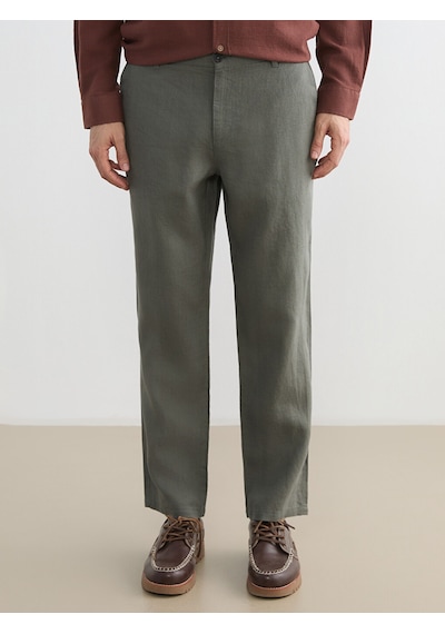 Lcw Vision Haki Regular Fit %100 Keten Erkek Pantolon