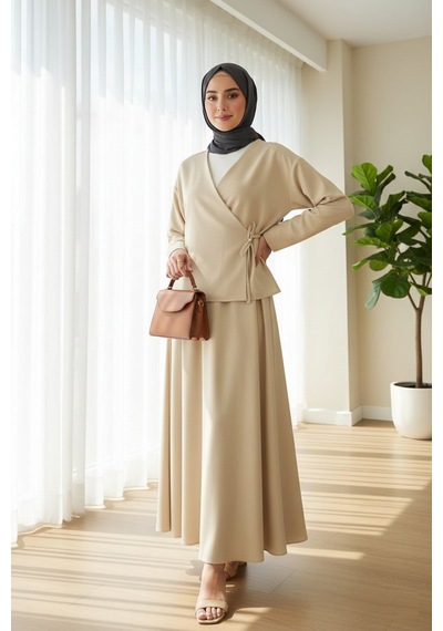 Unika Boutique Etekli İkili Takım Bej
