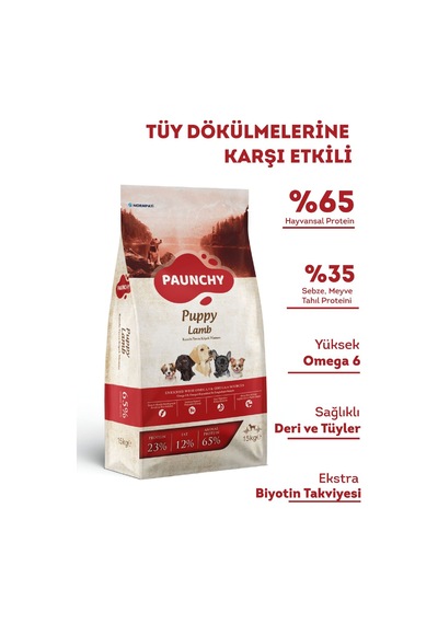 Paunchy Kuzu Etli Yavru Köpek Maması 15 KG