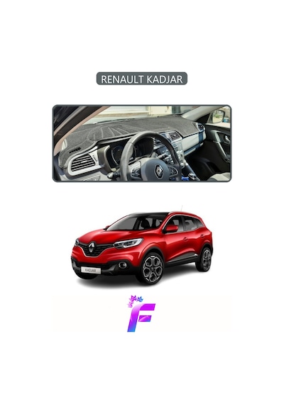 Renault Kadjar 2015-2018 Uyumlu Torpido Örtüsü Yansıma Önleyici Tam Koruma Hızlı Montaj J74 Gri
