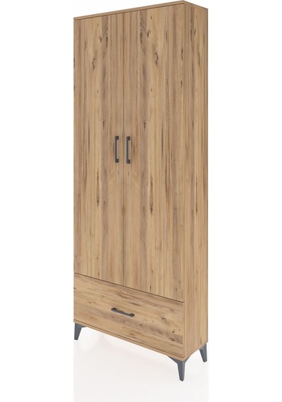 Arges Dolap 2 Raflı Tek Çekmeceli Tek Askılı 88x30x221 Çam-çam Çam
