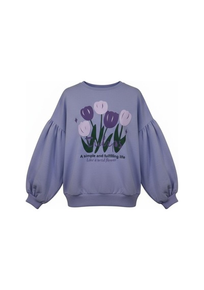 Fesshera Kids Kız Çocuk Sweatshirt Balon Kol Baskılı Oversize Pamuklu Sweatshirt / Geniş Kalıp Uzun Kollu Tişört Mor Fesshera Kids Kız Çocuk Sweatshirt Balon Kol Baskılı Oversize Pamuklu Sweatshirt / Geniş Kalıp Uzun Kollu Tişört Mor