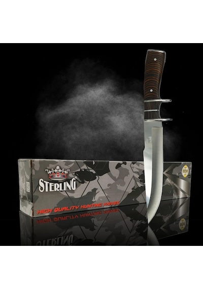 300.s2008 Sterlıng 32cm Kahverengi Avcı Kamp Bıçağı Kahverengi - Gümüş