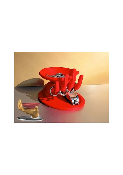 Dekoratif Takı Standı Eli Açık Kase Kırmızı 13 Cm Takı Organizer Kolye Küpe Yüzük Bileklik