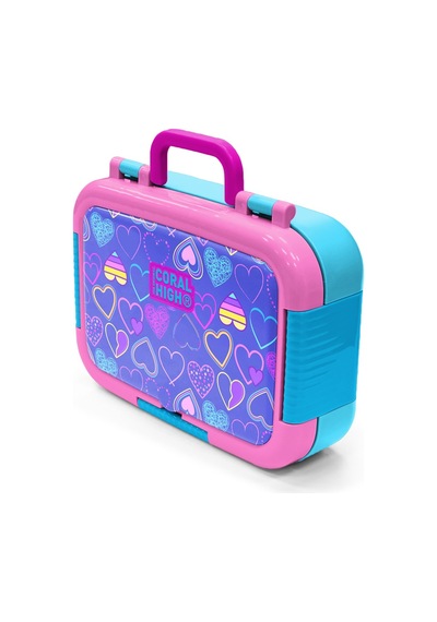 Coral High Kids Açık Pembe Lavanta Kalp Desenli Paslanmaz Çelik Beslenme Kabı 39303 Lila