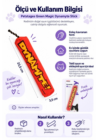Petstages Magic Dinamit Şeklinde Catnip Li Kedi Çiğneme Oyuncağı