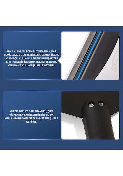 Polham 25cm Ergonomik Araç Camı Kar Kazıyıcı, Çizik Yapmaz, Eli Yormaz Pratik Kar Ve Buz Kazıyıcı Siyah