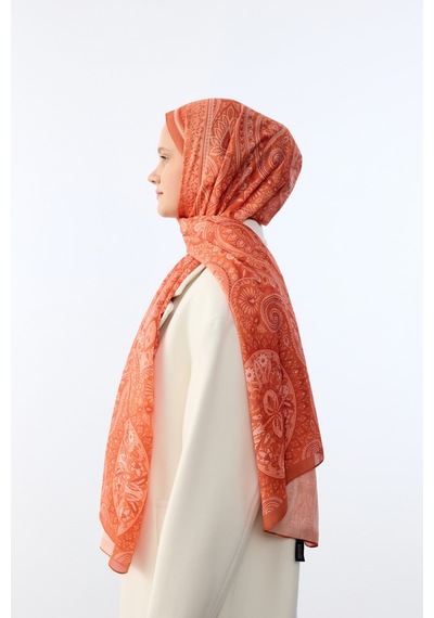 Mirsoy Scarf Mirayze Etnik Desen Şal Turuncu