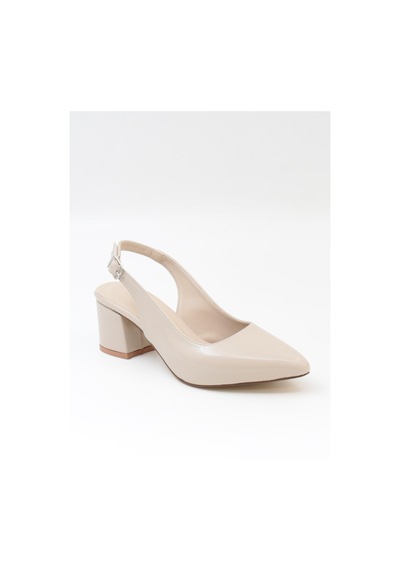 Nesilshoes Nesil Shoes Tam 725 Ten Rugan Kalın Topuklu Kadın Sandalet