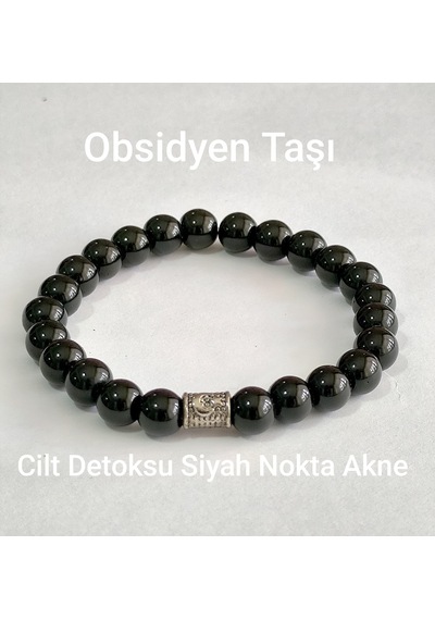 Fy Doğaltaş 8mm Obsidyen Taşı Bileklik Siyah
