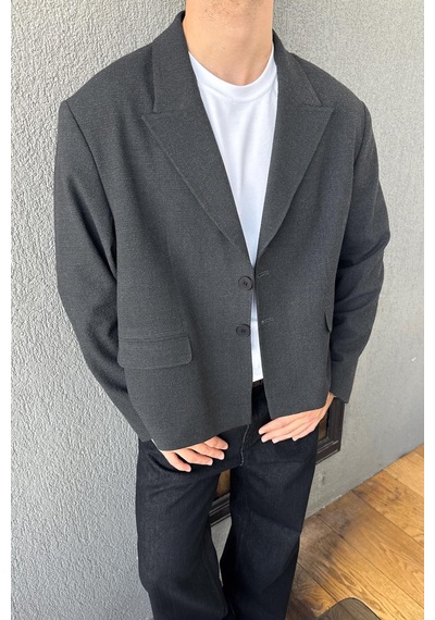 Flaw Crop Fit Blazer Ceket Antrasit-27991 Antrasit