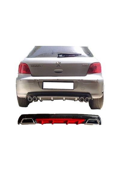 Peugeot 307 Kırmızı Difüzör Çiftli Kare Egzoz Görünümlü D Tip Difizör