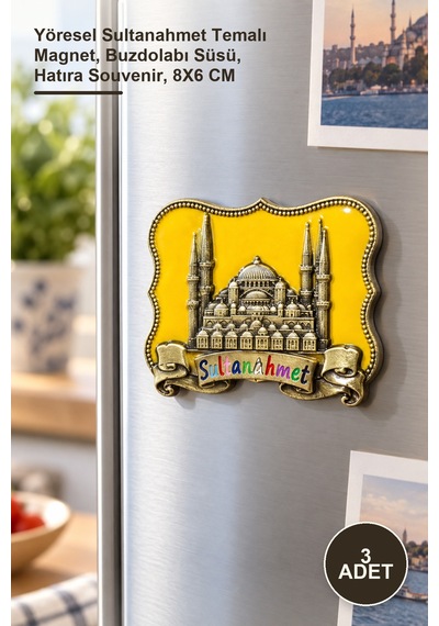 3 Adet Sultanahmet Magnet Yöresel Sultanahmet Temalı Magnet, Buzdolabı Süsü, Hatıra Souvenir, 8x6 Cm