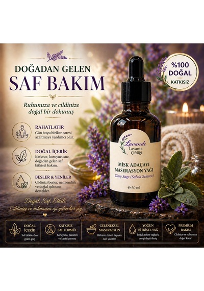 Lavande Lavanta Çiftliği Misk Adaçayı Maserasyon Yağı Masaj Yağı 50 ML