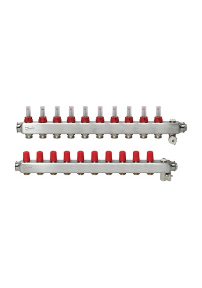 Danfoss 10'lu Paslanmaz Çelik Debimetreli Kollektör Seti - 088u0760