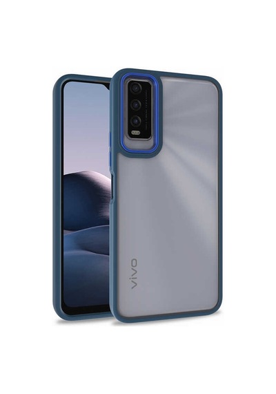 Vivo Y11S Kapak Metal Kamera Korumalı Arkası Şeffaf Silikon Kılıf - Yeşil