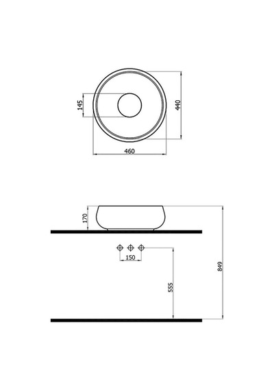 Newarc Elipso Tezgah Üstü Lavabo Mat Antrasit 046x17cm