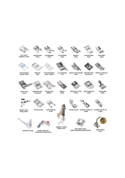 FDM GT-32 Ev Tipi Dikiş Makinesi Ayak Seti 32 Parça 5 mm Zigzag Uyumlu Singer Janome Brother Ev Tipi Makine Baskı Ayağı Seti