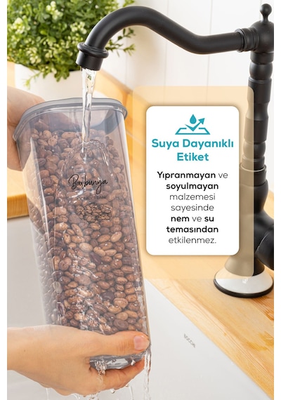 Vienev 12'li Etiketli Hava Geçirmez Erzak Ve Baharat Saklama Kabı Seti 0,25 Lt Beyaz Beyaz