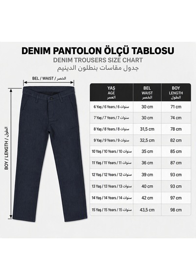 Alglıfe Erkek Çocuk Kışlık Pantolon - Kot Kumaş Lacivert