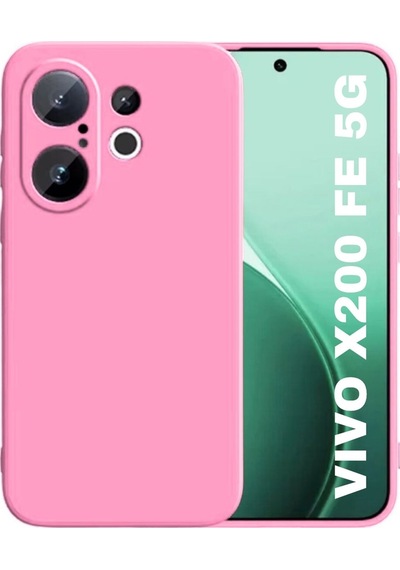 Vivo X200 Fe Uyumlu Silikon Kılıf - Kamera Korumalı Esnek Pastel Renk Kapak - Pembe Pembe
