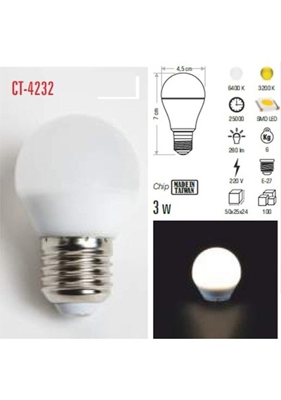 Cata Ct-4232b Led Ampül 3W Beyaz E27 Duy Edison