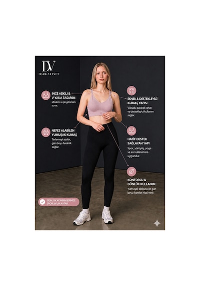 Dark Velvet Kadın Çapraz Askılı Dikişsiz Görünümlü Bralet Büstiyer Lila
