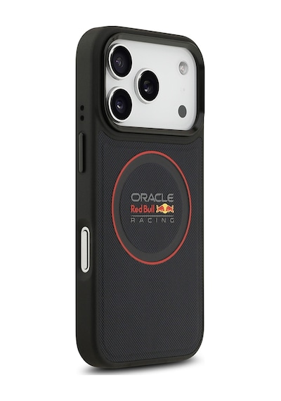 Apple Uyumlu iPhone 17 Pro Kılıf Redbull Lisanslı M-safeli Kırmızı Halka Ve Logo Kabartmalı Pu Deri Kapak Siyah Siyah
