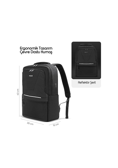 Mack MCE-1203 15.6" Office Pro-2 Eco Notebook Sırt Çantası Siyah