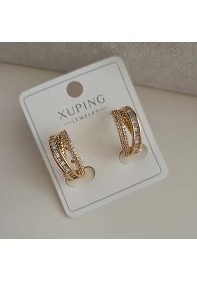 Lente Aksesuar Xuping Gold Baget Ve Mikro Zirkon Taşlı Lüks Halka Küpe Altın