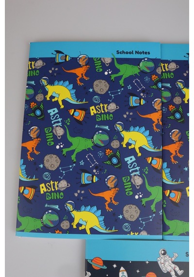 3 Adet A4 Defter Seti Astro Dino Explorer Collection 2 Adet Çizgili Defter Ve 1 Adet Kareli Defter 80 Yaprak Altın