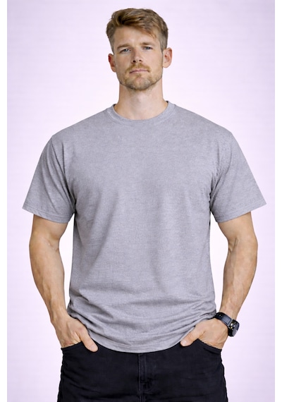 Herkesemoda Arka Yazı Detaylı Basic T-shirt Gri
