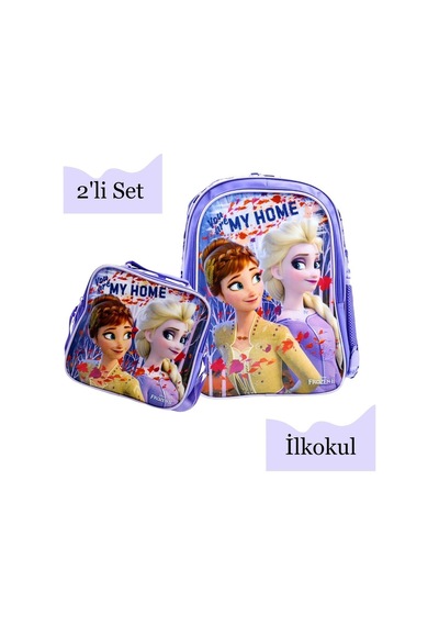 Disney Frozen Iı Lisanslı İlkokul Çantası 2 Bölmeli Ve Beslenme Çantası Mor