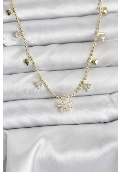 Mey İthalat Pirinç Gold Renk Zirkon Taşlı Çiçek Model Kadın Kolye - Özel Seri Meyeb690893d3ed5980c6b00d717a altın