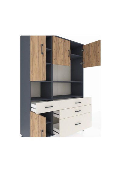 Hyperion Dolap 9 Raflı 4 Çekmeceli 4 Kapaklı 132x44x195 Antrasit-çam/aytaşı Atlas Çam/aytası - Antrasıt Hyperion Dolap 9 Raflı 4 Çekmeceli 4 Kapaklı 132x44x195 Antrasit-çam/aytaşı Atlas Çam/aytası - Antrasıt