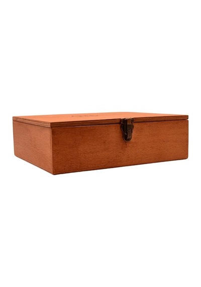 Ahşap Kare Kutu Klipsli 30x30cm Gen. 7cm Yükseklik Burma Renk